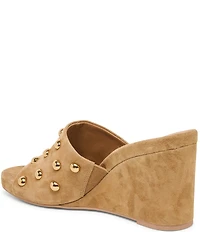 Dolce Vita Holta Stud Suede Dress Platform Wedge Slide Sandals