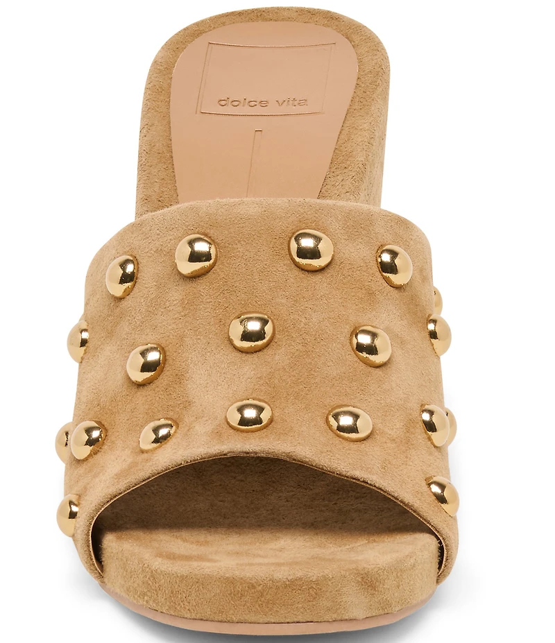 Dolce Vita Holta Stud Suede Dress Platform Wedge Slide Sandals