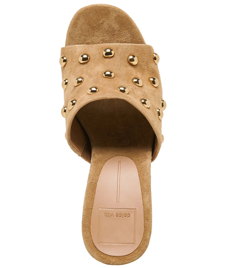 Dolce Vita Holta Stud Suede Dress Platform Wedge Slide Sandals