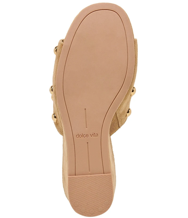 Dolce Vita Holta Stud Suede Dress Platform Wedge Slide Sandals
