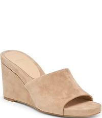 Dolce Vita Holta Suede Dress Platform Wedge Slide Sandals