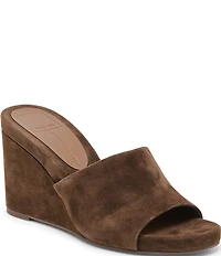 Dolce Vita Holta Suede Dress Platform Wedge Slide Sandals