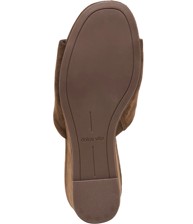 Dolce Vita Holta Suede Dress Platform Wedge Slide Sandals