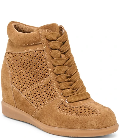 Dolce Vita Irlah Suede Perforated High Top Wedge Sneakers