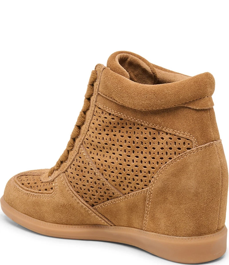 Dolce Vita Irlah Suede Perforated High Top Wedge Sneakers