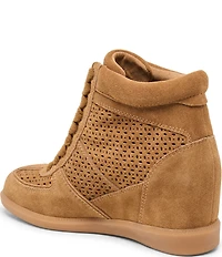 Dolce Vita Irlah Suede Perforated High Top Wedge Sneakers
