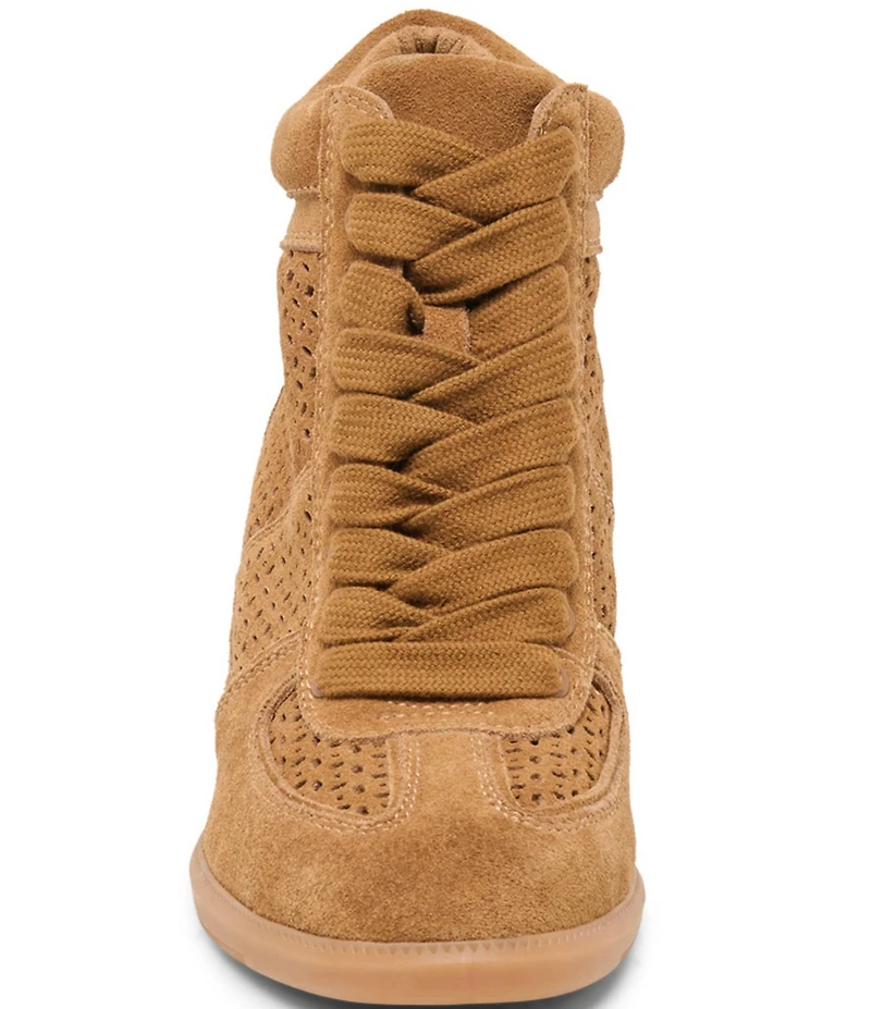 Dolce Vita Irlah Suede Perforated High Top Wedge Sneakers