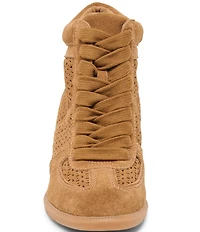 Dolce Vita Irlah Suede Perforated High Top Wedge Sneakers