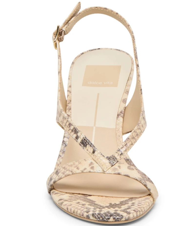 Dolce Vita Izela Snake Print Leather Strappy Slingback Dress Sandals