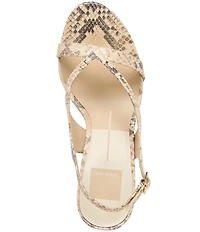 Dolce Vita Izela Snake Print Leather Strappy Slingback Dress Sandals