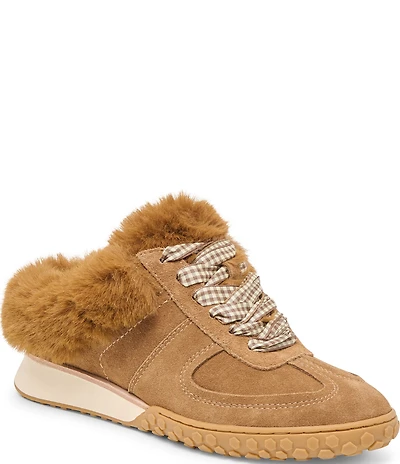 Dolce Vita Izzey Plush Suede Faux Fur Backless Mule Sneakers
