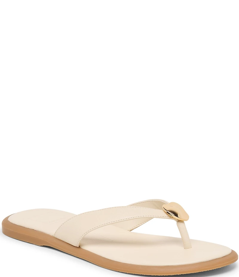 Dolce Vita Jaina Leather Metal Hardware Thong Sandals