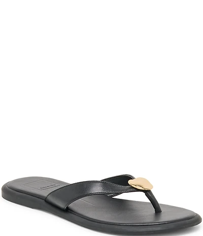 Dolce Vita Jaina Leather Metal Hardware Thong Sandals