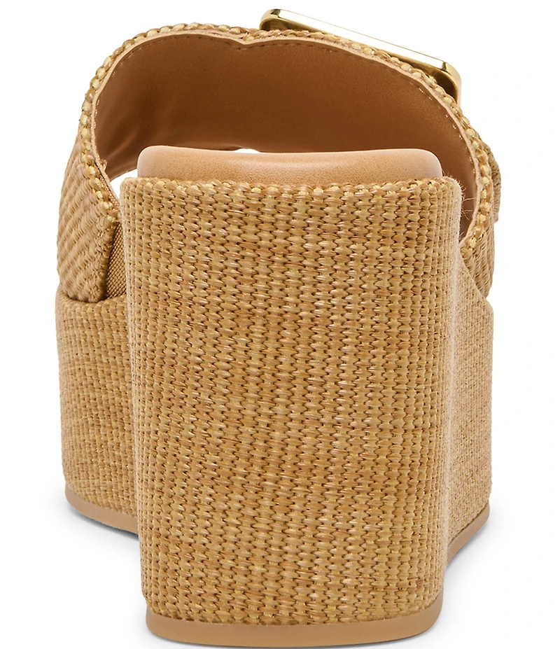 Dolce Vita Jilian Raffia Oversized Buckle Platform Wedge Sandals