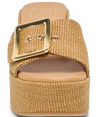 Dolce Vita Jilian Raffia Oversized Buckle Platform Wedge Sandals