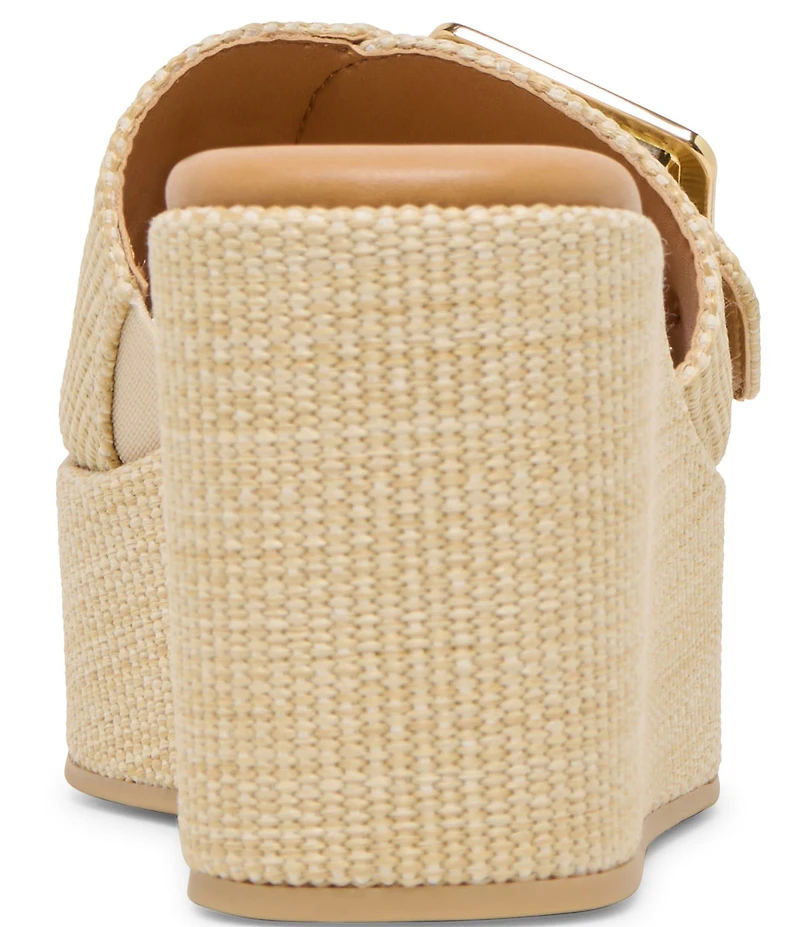 Dolce Vita Jilian Raffia Oversized Buckle Platform Wedge Sandals