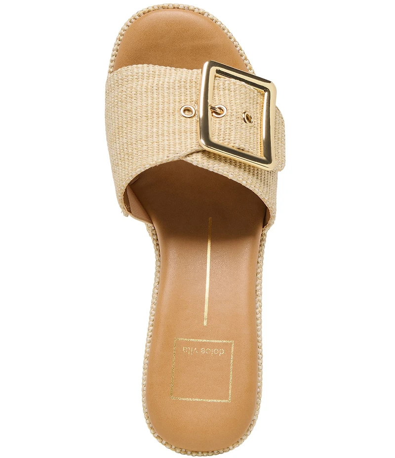 Dolce Vita Jilian Raffia Oversized Buckle Platform Wedge Sandals