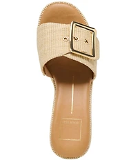 Dolce Vita Jilian Raffia Oversized Buckle Platform Wedge Sandals