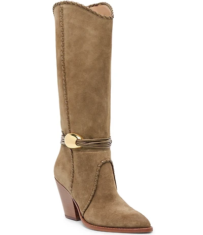 Dolce Vita Jody Suede Whipstitch Ornamented Anklet Tall Boots