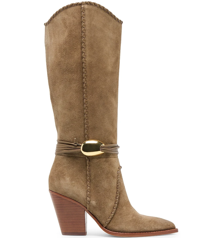 Dolce Vita Jody Suede Whipstitch Ornamented Anklet Tall Boots