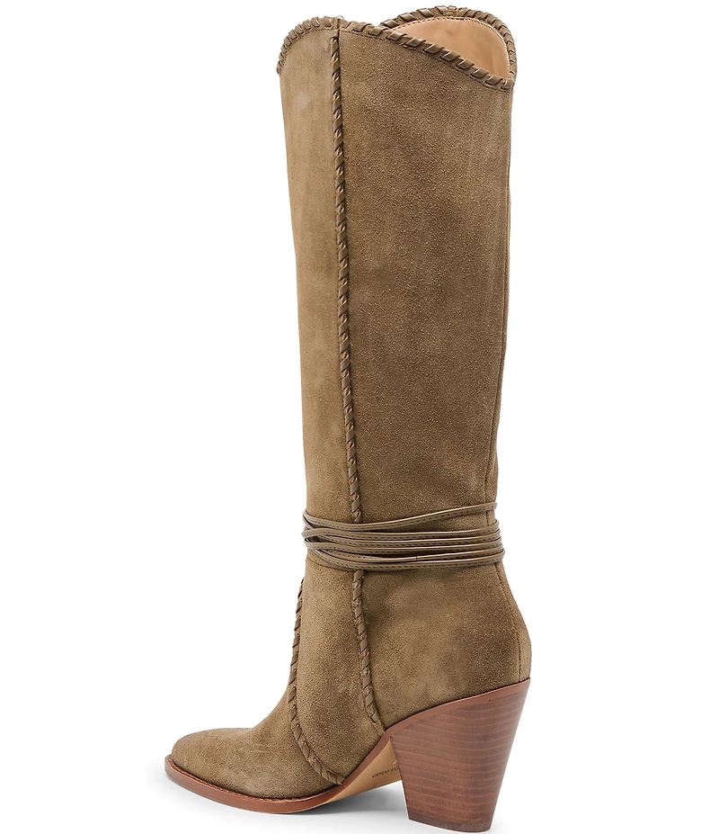 Dolce Vita Jody Suede Whipstitch Ornamented Anklet Tall Boots