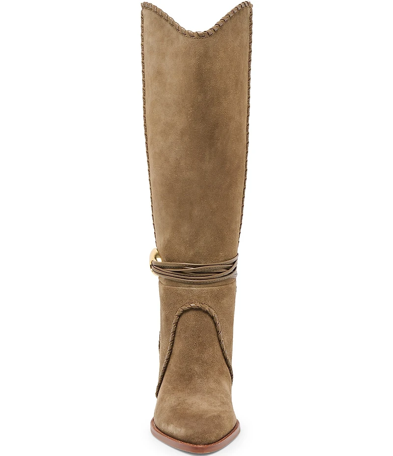 Dolce Vita Jody Suede Whipstitch Ornamented Anklet Tall Boots