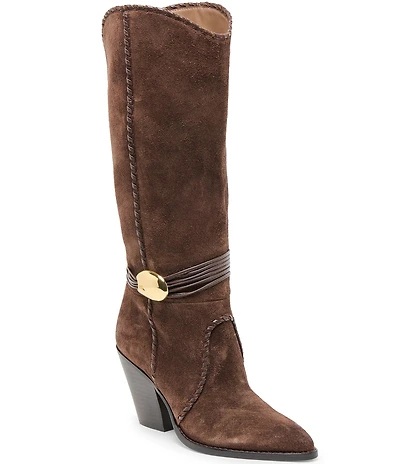 Dolce Vita Jody Suede Whipstitch Ornamented Anklet Tall Boots