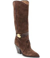 Dolce Vita Jody Suede Whipstitch Ornamented Anklet Tall Boots