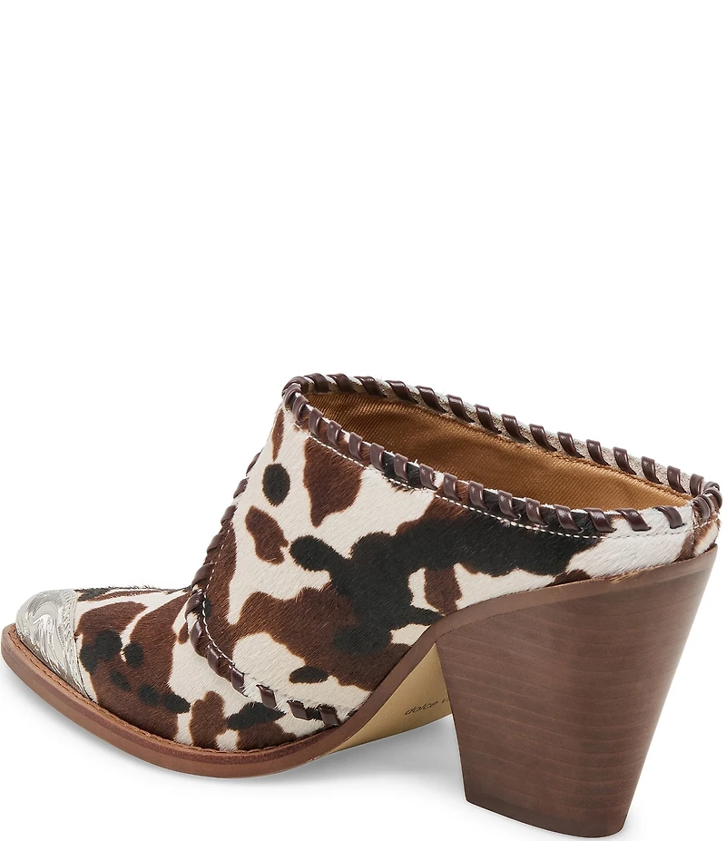 Dolce Vita Jolyn Cow Print Calf Hair Western Mule Shootie Mules