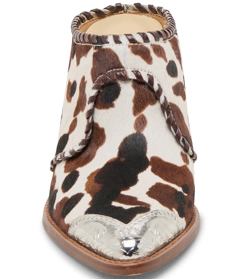 Dolce Vita Jolyn Cow Print Calf Hair Western Mule Shootie Mules