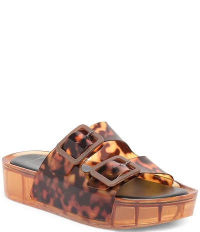 Dolce Vita JulioX Tortoise Print Banded Vinyl Platform Slide Sandals