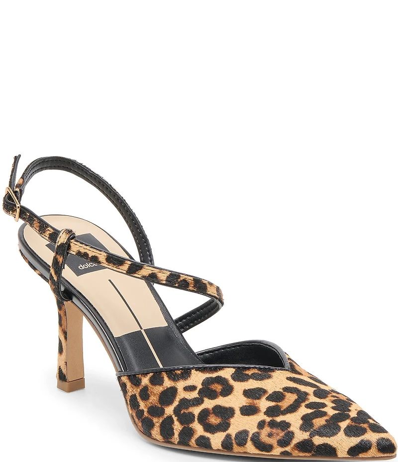 Dolce Vita Kamra Leopard Calf Hair Slingback Pumps