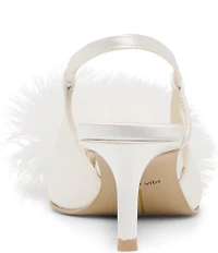 Dolce Vita Kamy Satin Feather Pom Ornamented Slingback Pumps