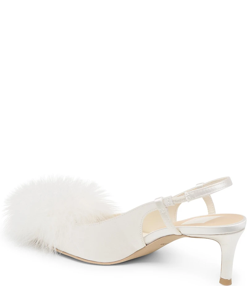 Dolce Vita Kamy Satin Feather Pom Ornamented Slingback Pumps