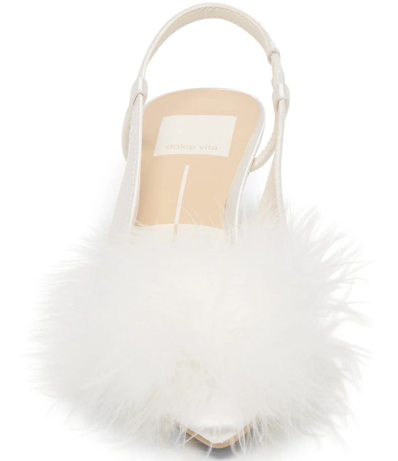 Dolce Vita Kamy Satin Feather Pom Ornamented Slingback Pumps