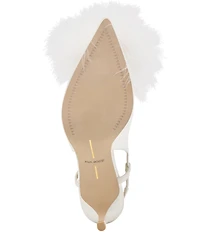 Dolce Vita Kamy Satin Feather Pom Ornamented Slingback Pumps
