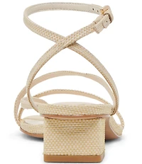 Dolce Vita Karlos Raffia Strappy Ankle Strap Block Heel Sandals