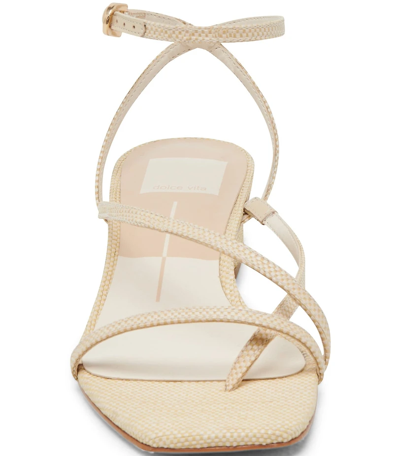 Dolce Vita Karlos Raffia Strappy Ankle Strap Block Heel Sandals