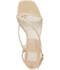 Dolce Vita Karlos Raffia Strappy Ankle Strap Block Heel Sandals