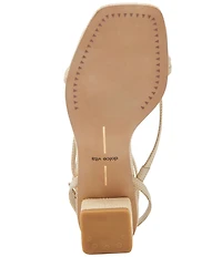 Dolce Vita Karlos Raffia Strappy Ankle Strap Block Heel Sandals