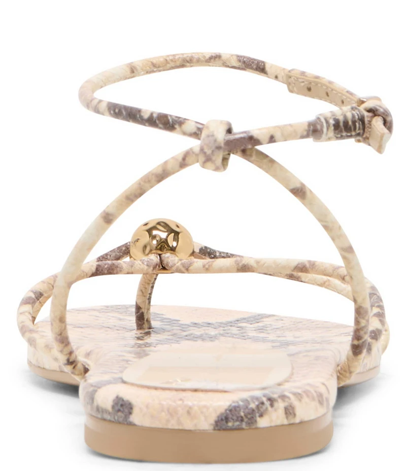 Dolce Vita Kenley Embossed Snake Leather Strappy Metallic Hardware Ankle Strap Sandals