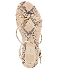 Dolce Vita Kenley Embossed Snake Leather Strappy Metallic Hardware Ankle Strap Sandals