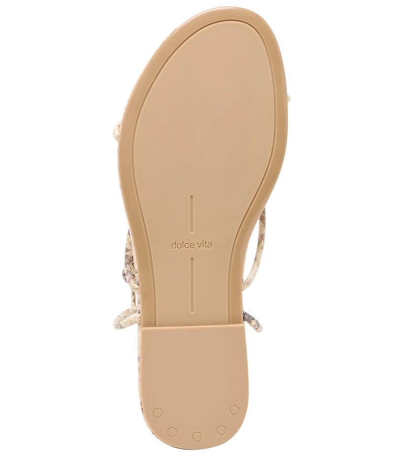 Dolce Vita Kenley Embossed Snake Leather Strappy Metallic Hardware Ankle Strap Sandals