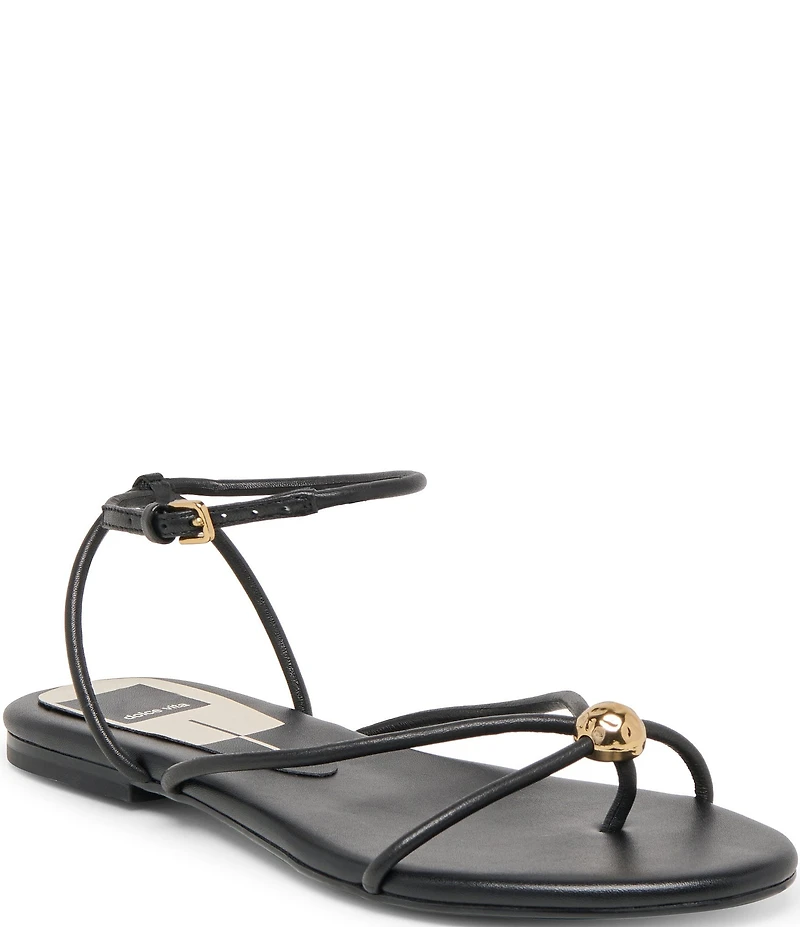 Dolce Vita Kenley Leather Strappy Metallic Hardware Ankle Strap Sandals