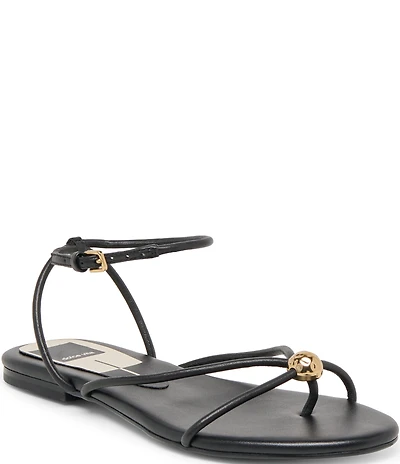 Dolce Vita Kenley Leather Strappy Metallic Hardware Ankle Strap Sandals
