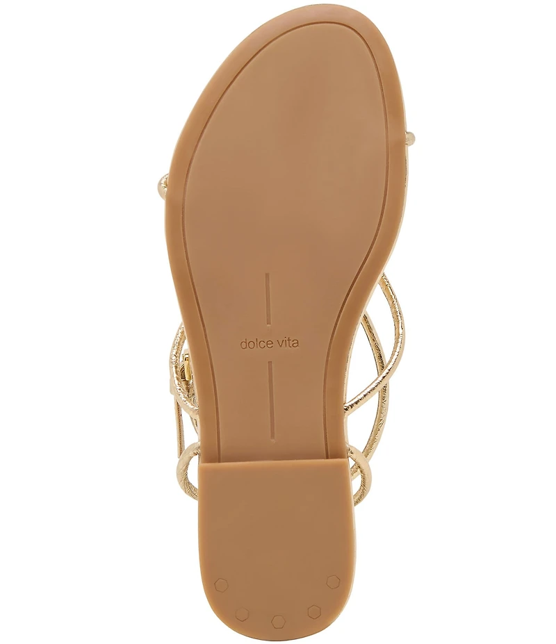 Dolce Vita Kenley Leather Strappy Metallic Hardware Ankle Strap Sandals