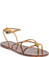 Dolce Vita Kenley Tortoise Vinyl Strappy Hardware Ankle Wrap Sandals