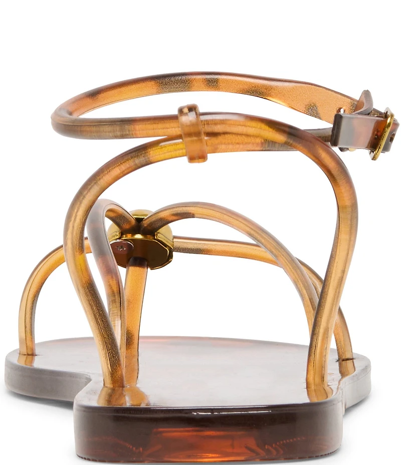 Dolce Vita Kenley Tortoise Vinyl Strappy Hardware Ankle Wrap Sandals