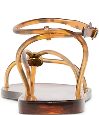 Dolce Vita Kenley Tortoise Vinyl Strappy Hardware Ankle Wrap Sandals