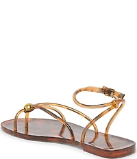 Dolce Vita Kenley Tortoise Vinyl Strappy Hardware Ankle Wrap Sandals